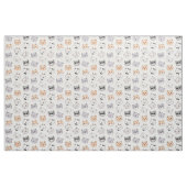 Cute Cat Faces Cotton Fabric ファブリック (ファットクウォーター)