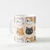 Cute Cat Faces Kawaii Cat Pattern コーヒーマグカップ (正面左)