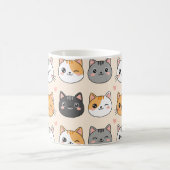 Cute Cat Faces Kawaii Cat Pattern コーヒーマグカップ (中央)