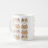 Cute Cat Faces Neutral Pattern Gift コーヒーマグカップ (正面左)