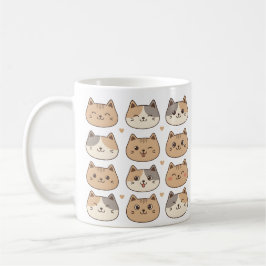 Cute Cat Faces Neutral Pattern Gift コーヒーマグカップ