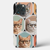 Cute Cat Faces with Glasses  Case-Mate iPhoneケース (裏面)