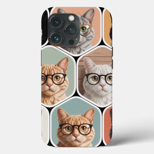Cute Cat Faces with Glasses  Case-Mate iPhoneケース (裏面)