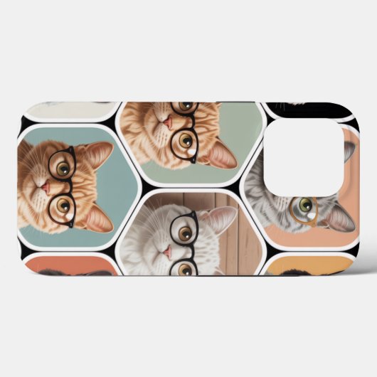 Cute Cat Faces with Glasses  Case-Mate iPhoneケース (裏面 (横))