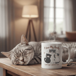 Cute Cat Family Mug I Love My Family Love Begins  コーヒーマグカップ
