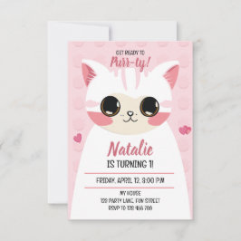 Cute cat first birthday 案内状