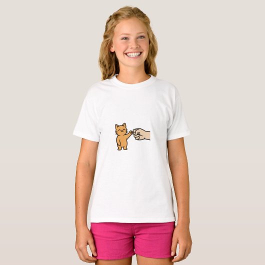 Cute Cat Fist Bump Modern Art Tee for Children Tシャツ (正面フル)
