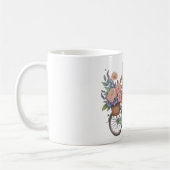 Cute Cat Floral Bike Mug – Aesthetic Gift コーヒーマグカップ (左)