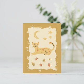 Cute Cat Folk Art  - Artist Postcard ポストカード