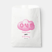 Cute Cat Font Watercolor Pink Cloud 1st Birthday フェイバーバッグ (正面)