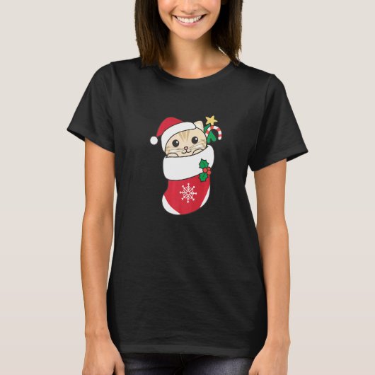 Cute Cat For Christmas Cat  5 Tシャツ (正面)