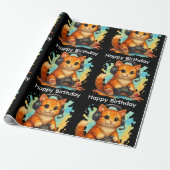 cute cat gamer birthday gift wrapping paper ラッピングペーパー (アンロールド)