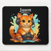 cute cat gamer Mousepad マウスパッド (正面)
