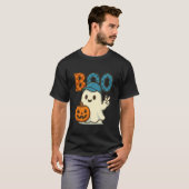 Cute Cat Ghost with Pumpkins Halloween Women Men K Tシャツ (正面フル)