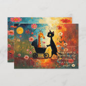 Cute Cat Giraffe Baby Shower エンクロージャーカード (正面/裏面)