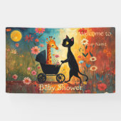 Cute Cat Giraffe Baby Shower 横断幕 (横)