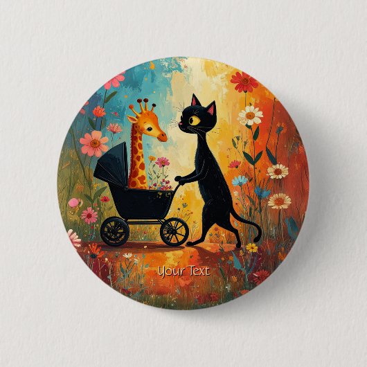 Cute Cat Giraffe Button 缶バッジ (正面)