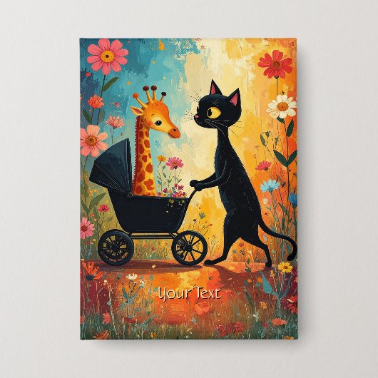 Cute Cat Giraffe Button 缶バッジ (正面)