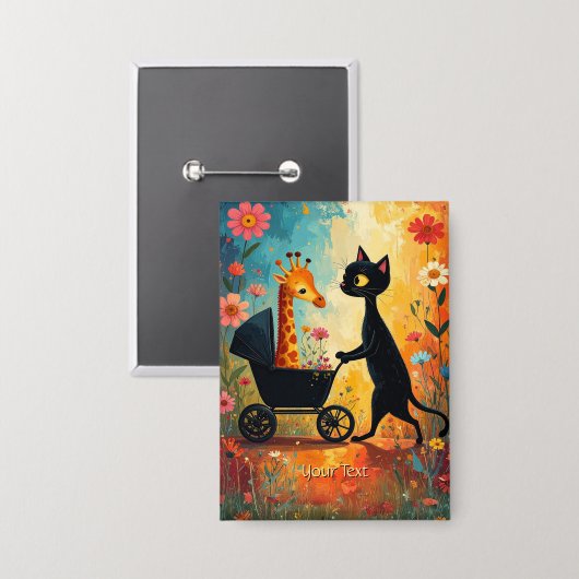 Cute Cat Giraffe Button 缶バッジ (正面/裏面)