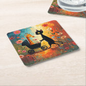 Cute Cat Giraffe Paper Coaster スクエアペーパーコースター (アングル)