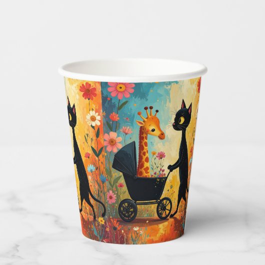 Cute Cat Giraffe Paper Cups 紙コップ (裏面)