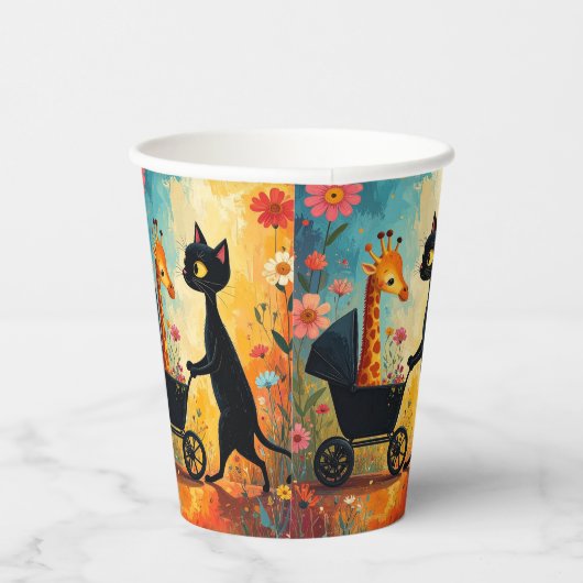 Cute Cat Giraffe Paper Cups 紙コップ (右)