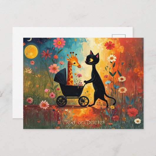 Cute Cat Giraffe Postcard ポストカード (正面/裏面)