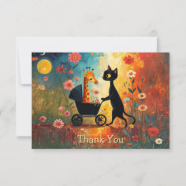 Cute Cat Giraffe Thank You Card サンキューカード