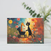 Cute Cat Giraffe Thank You Card サンキューカード (スタンド正面)
