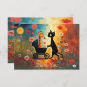 Cute Cat Giraffe Thank You Card サンキューカード (正面/裏面)
