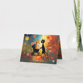 Cute Cat Giraffe Thank You Card サンキューカード
