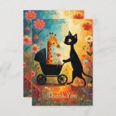 Cute Cat Giraffe Thank You Card サンキューカード (正面/裏面)
