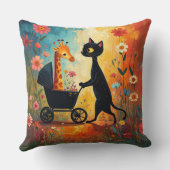 Cute Cat Giraffe Throw Pillow クッション (裏面)