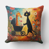 Cute Cat Giraffe Throw Pillow クッション (正面)