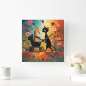 Cute Cat Giraffe Wall Clock スクエア壁時計 (ホーム)