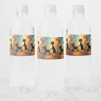 Cute Cat Giraffe Water Bottle Label ペットボトルラベル