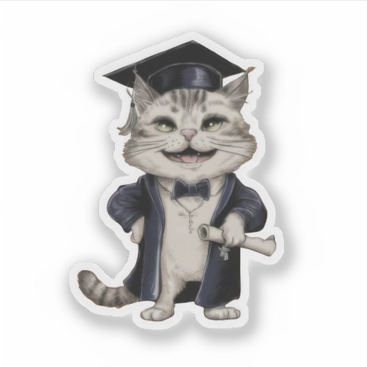 Cute Cat Graduation シール (正面)