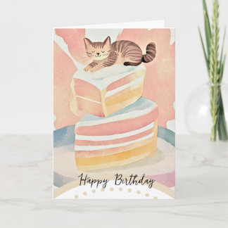 cute cat happy birthday カード