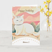 cute cat happy birthday カード (黄色い花)