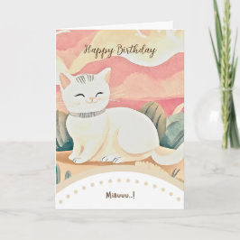 cute cat happy birthday カード