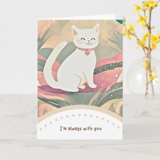 cute cat happy birthday カード (黄色い花)