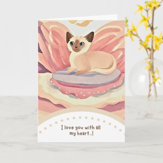 cute cat happy birthday カード (黄色い花)