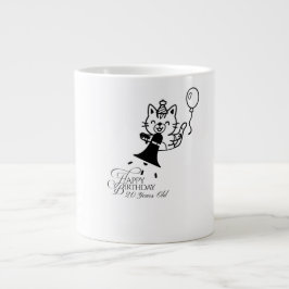 Cute Cat Happy Birthday Coffee Mug ジャンボコーヒーマグカップ
