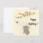 Cute Cat Happy Birthday Party Invitation | パステル 招待状 (正面/裏面)