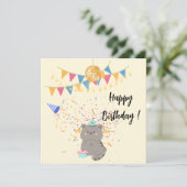 Cute Cat Happy Birthday Party Invitation | パステル 招待状 (スタンド正面)