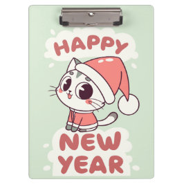 cute cat happy new year clipboard クリップボード