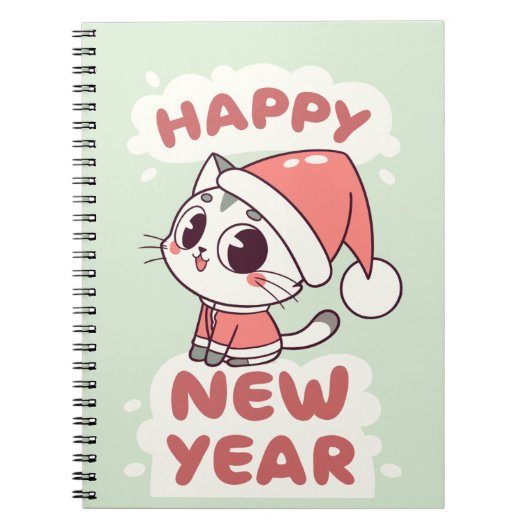 cute cat happy new year notebook ノートブック (正面)