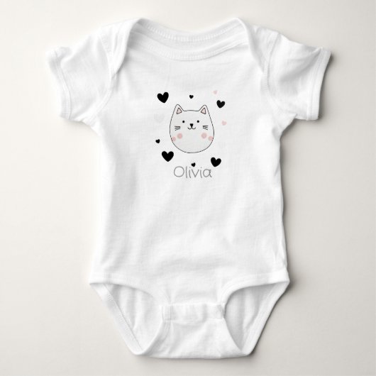 Cute Cat Heart Baby Body ベビーボディスーツ (正面)