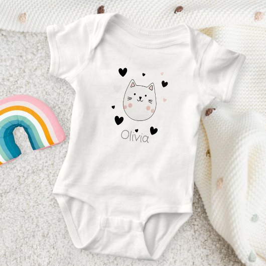 Cute Cat Heart Baby Body ベビーボディスーツ