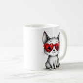Cute Cat Heart Glasses Coffee Mug コーヒーマグカップ (正面右)
